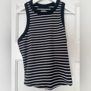 Abercrombie & Fitch Black and White Striped Ribbed Tank Top